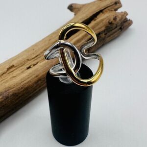 18K Gold Non-Tarnish Abstract Two Tone Ring